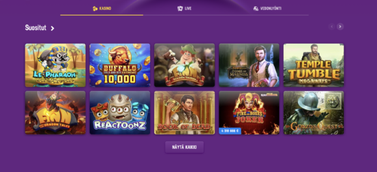 LuckyCasinon peliaula on jaoteltu eri kategorioihin. Pelattavaa löytyy runsaasti, esimerkiksi suosikkipeli Reactoonz.