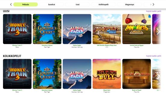 Casilime casino peliaula. Peliaulassa näkyvillä useita erilaisia kolikkopelejä.
