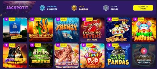 Bingo Bonga Casino valikoimassa erilaisia jackpotpelejä.