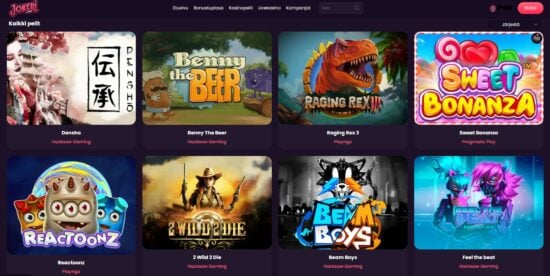 Jokeri Kasino peliaula hurmaa värikkäillä peleillään, kuten Reactoonz. Lue Jokeri Casino arvostelu ja kokemuksia!
