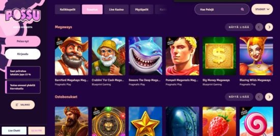 Possu Casinon värikäs aula sisältää paljon kolikkopelejä ja live-kasinon. Lue Possu Casino kokemuksia!