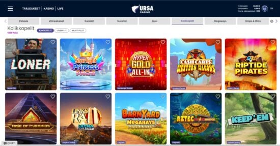 Ursa Casinon aulassa pelien värit hehkuvat. Arvostelussa kerrotaan tarkemmin muun muassa pelivalikoimasta.