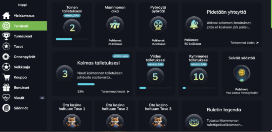 Mammona Casinon uskollisuusohjelmasta saa bonuksia ja ilmaiskierroksia.
