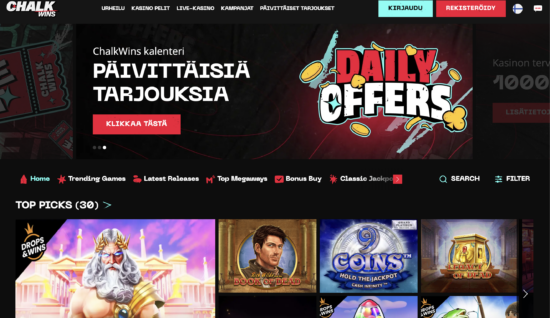 Chalkwins Casinon pelioaulassa on koottuna tarjouksia ja pelejä jaoteltuna eri kategorioihin. Katso Chalkwins Kasino kokemuksia!