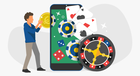Kaikki pikakasinot tarjoavat helppoja pelihetkiä myös mobiilissa. Paras pikakasino siis mahtuu näppärästi puhelimeen, johon kuvan ihminen laittaa rahaa ja pelaa kasinopelejä.