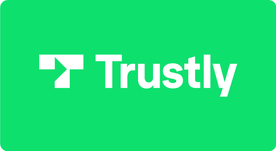 Vihreä tausta, jossa valkoisella tekstillä lukee Trustly. Uudet pikakasinot suosivat Trustlya maksutapana.