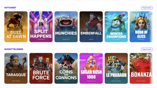 Tuohi Casino peliaula on täynnä uutuuksia ja suositeltuja pelejä, kuten Sugar Rush 100. Lue Tuohi Kasino arvostelu!