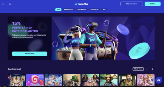 TaikaWin Casinon ulkoasu on sininen. Taikawin Casino on loistava vaihtoehto suomalaisille pelaajille