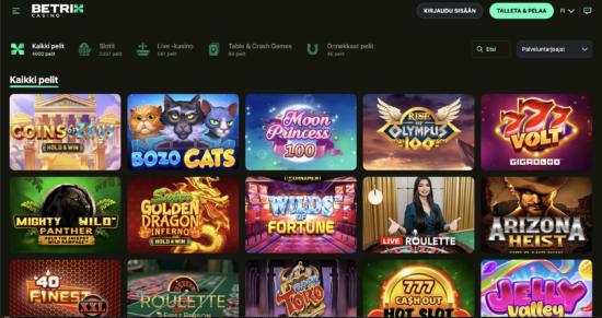 Betrixin aulassa näkyy tuttuja pelejä, kuten Moon Princess 100, ja Betrix Casino arvostelu kertoo pelivalikoimasta tarkemmin