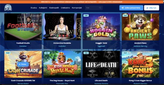 Lapland Casino peliaula on tumma ja esittelee laajaa pelitarjontaa, kuten Ancient Paws. Lue Lapland Casino kokemuksia!