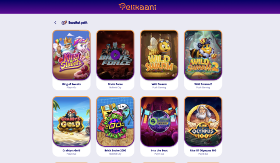 Pelikaani Casino on simppeli pikakasino. Pelikaani lajittelee pelit omiin kategorioihin, joista yksi on suositut pelit.