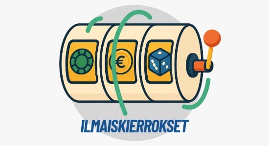 Kolikkopelin rulla pyörii, jossa erilaisia symboleja ja rullan alapuolella lukee teksti ilmaiskierrokset.