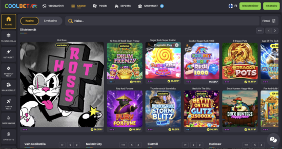 Coolbet Kasinon peliaula on tummanpuhuva. Pelejä löytyy valtavasti eri kategorioihin jaoteltuna. Lue Coolbet kokemuksia!