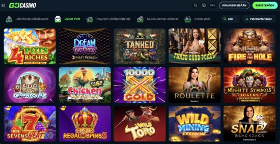 Go4Casinon pelivalikoimasta löytyy jopa 6 500 erilaista kolikkopeliä. Pelit on jaoteltu useaan eri kategoriaan.