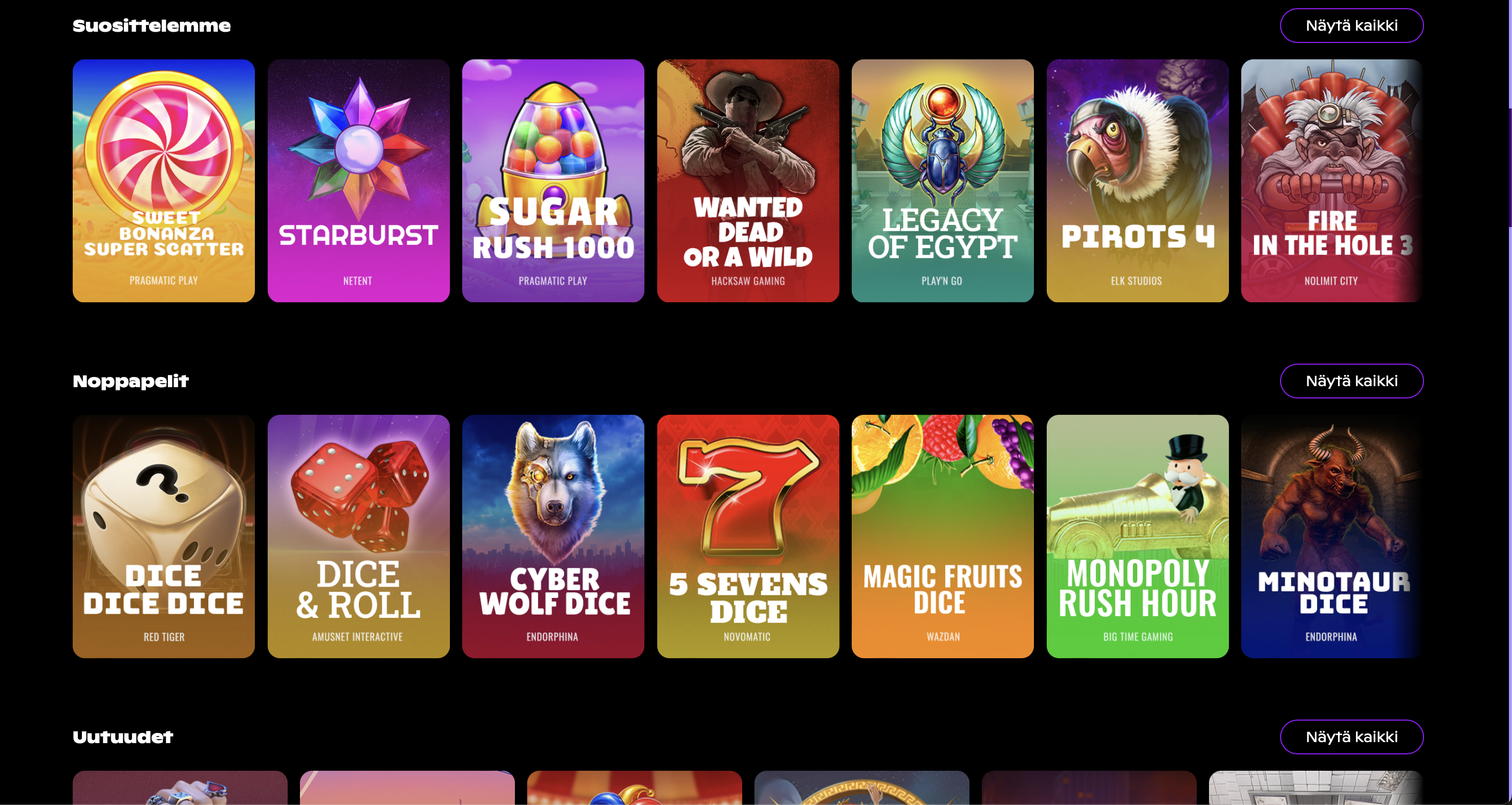 Noppa Casino vie pelaamaan peliaulassa lukuisia kolikkopelejä ja lisäksi tarjolla on kasinon oma Noppapeli. Lue Noppa Kasino kokemuksia!