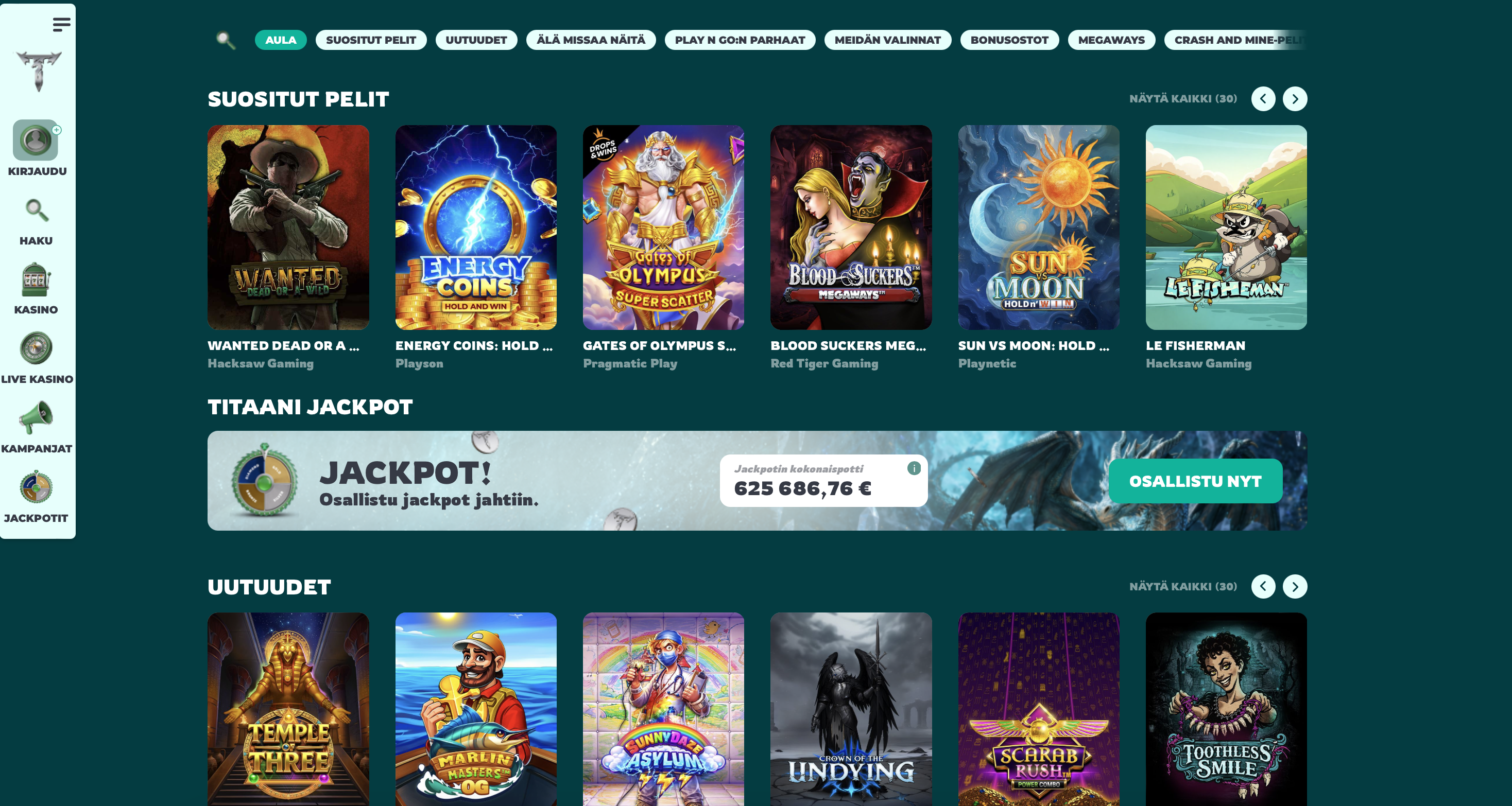 Titaani Casino hurmaa fantasiateemalla ja hyvin lajitellulla peliaulalla. Katso Titaani Kasino kokemuksia!